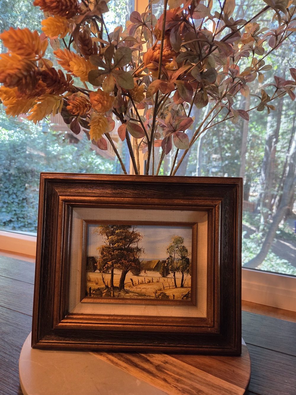 Autumn Fall Cottagecore Farm Landscape Framed Oil Painting